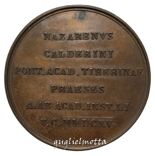 ACCADEMIA TIBERINA MEDAGLIA 1862 ATTRIBUITA AVVOCATO NAZARENO CALDERINI - Picture 2 of 2