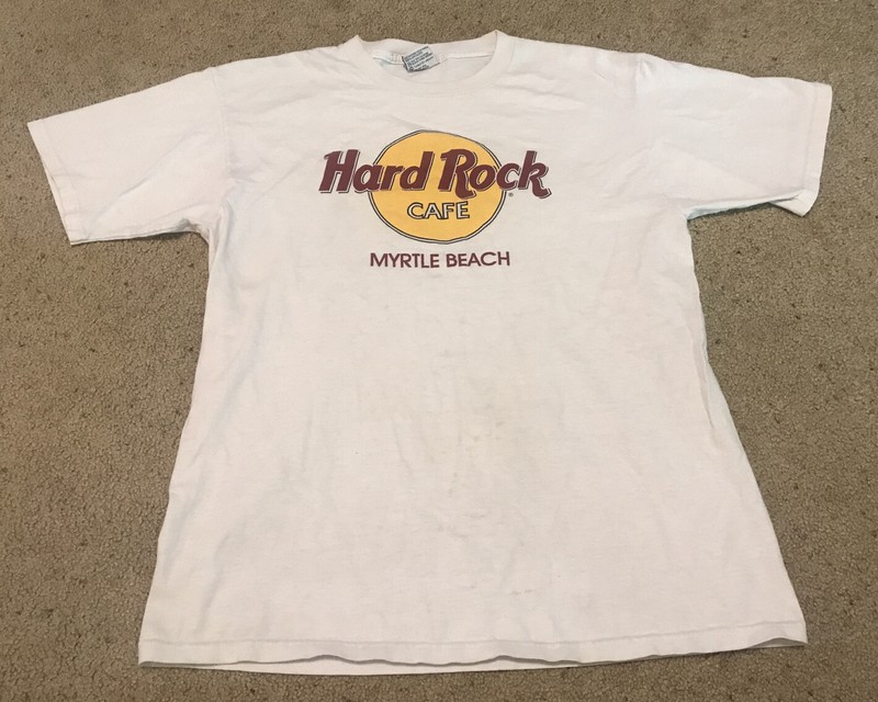 Vintage HARD ROCK CAFE T-Shirt Myrtle Beach SC Classic Logo White Large **READ**