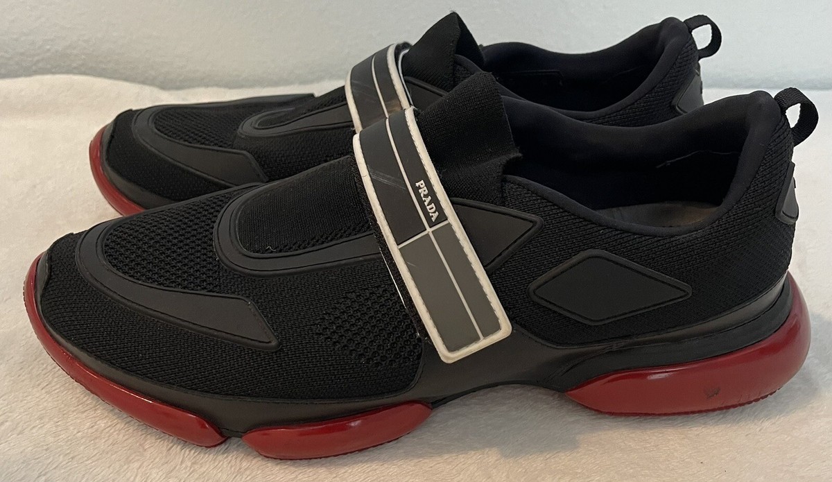 Prada Black / Red Cloudburst Low top Strap Logo Men's Prada Black / Red Cloudburst Low top Strap Logo Men's