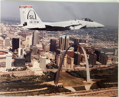 #ad #ad F15 Eagle 131st Mo Air National Guard McDonnell STL Arch Vtg 1992 Photograph $11.33