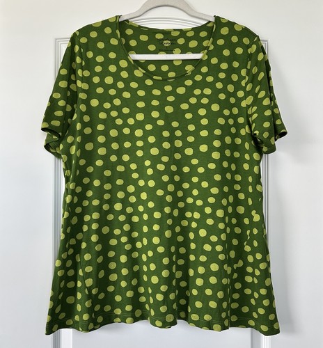 Gudrun Sjoden T-Shirt grün kurzarm gepunktet bunt bequem Gr. Large