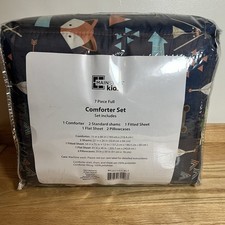 Mainstay Kids 7 Piece Comforter Set Woodland Full Forest Fox Animals Blue Boy
