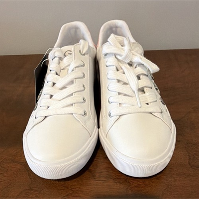 #ad GBG Los Angeles Embellished Heart Star Lace Up Sneakers White Pink Women $25.00