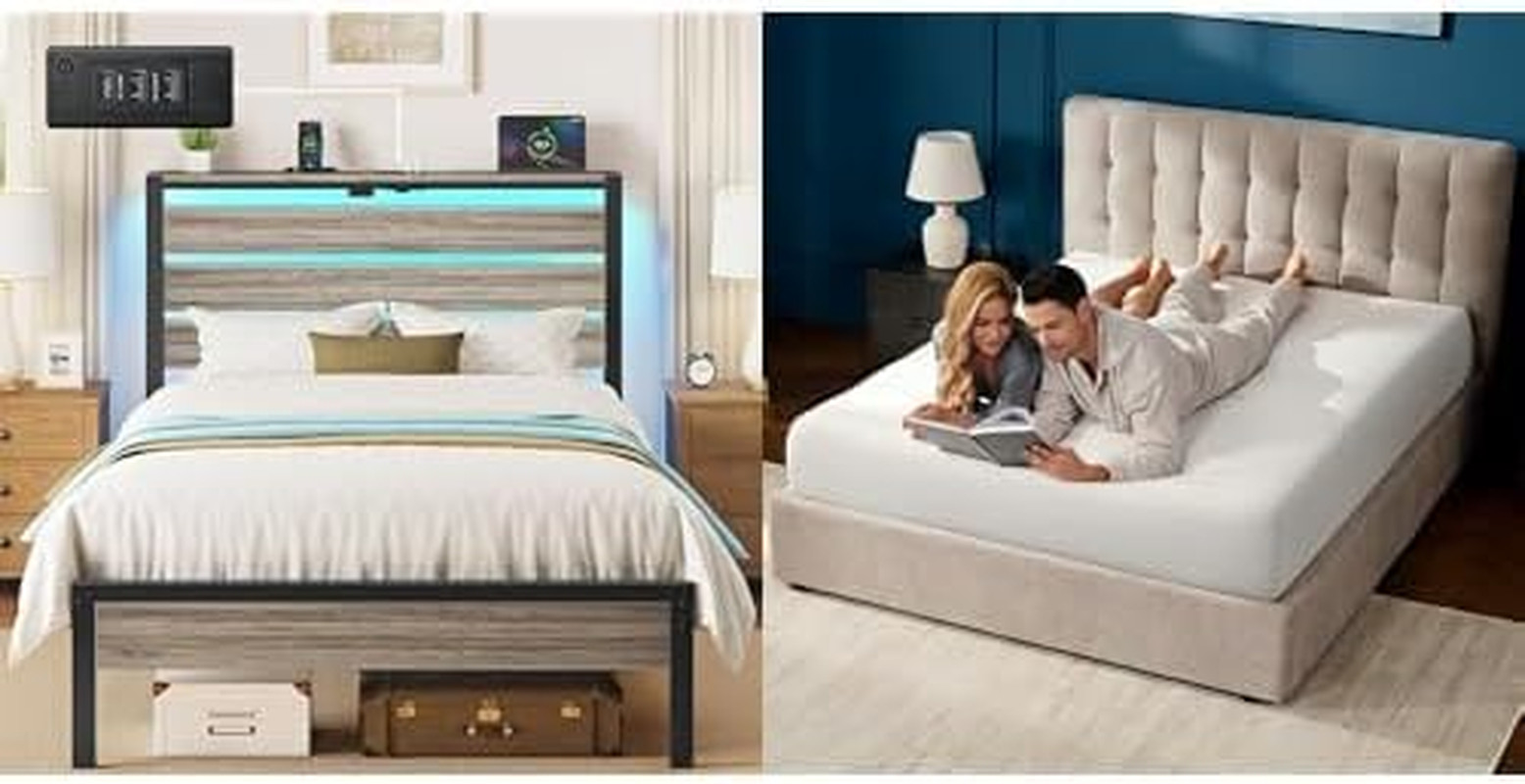 & 10" Gel Memory Foam Mattress With Usb Charging, Grey