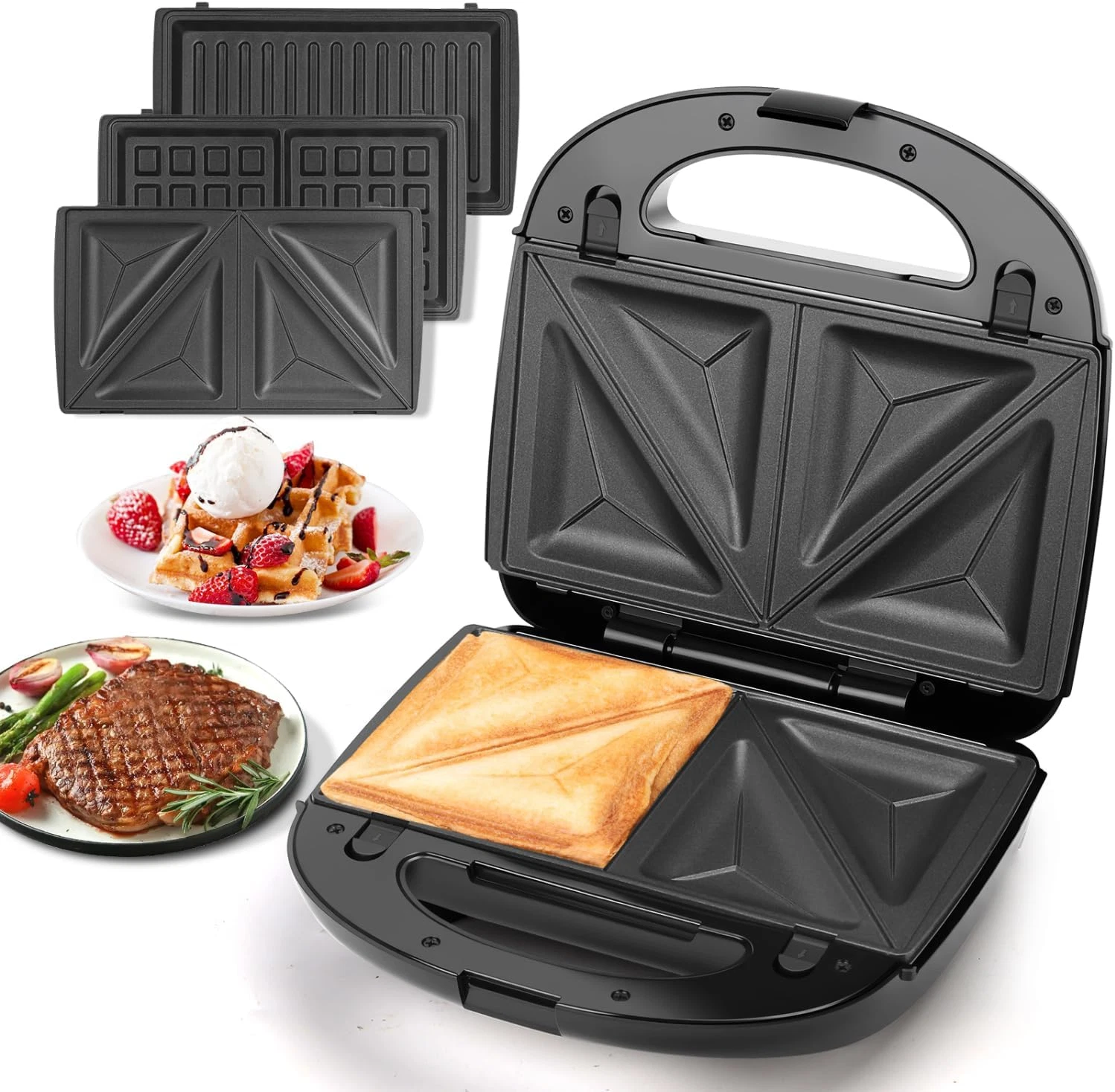 Sandwich Maker Panini Press Grill, 3 in 1 Waffle Maker with Removable Non-Stick
Opens in a new windo