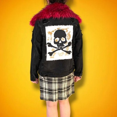 Goth skull denim jacket Brand Is American Bazi