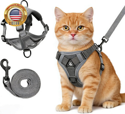Cat Harness and Leash for Walking, Escape Proof Soft Adjustable Vest Harnesses f