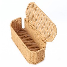Small Cable Management Box, Mini Wicker Basket for Hiding Cords  Power Strips