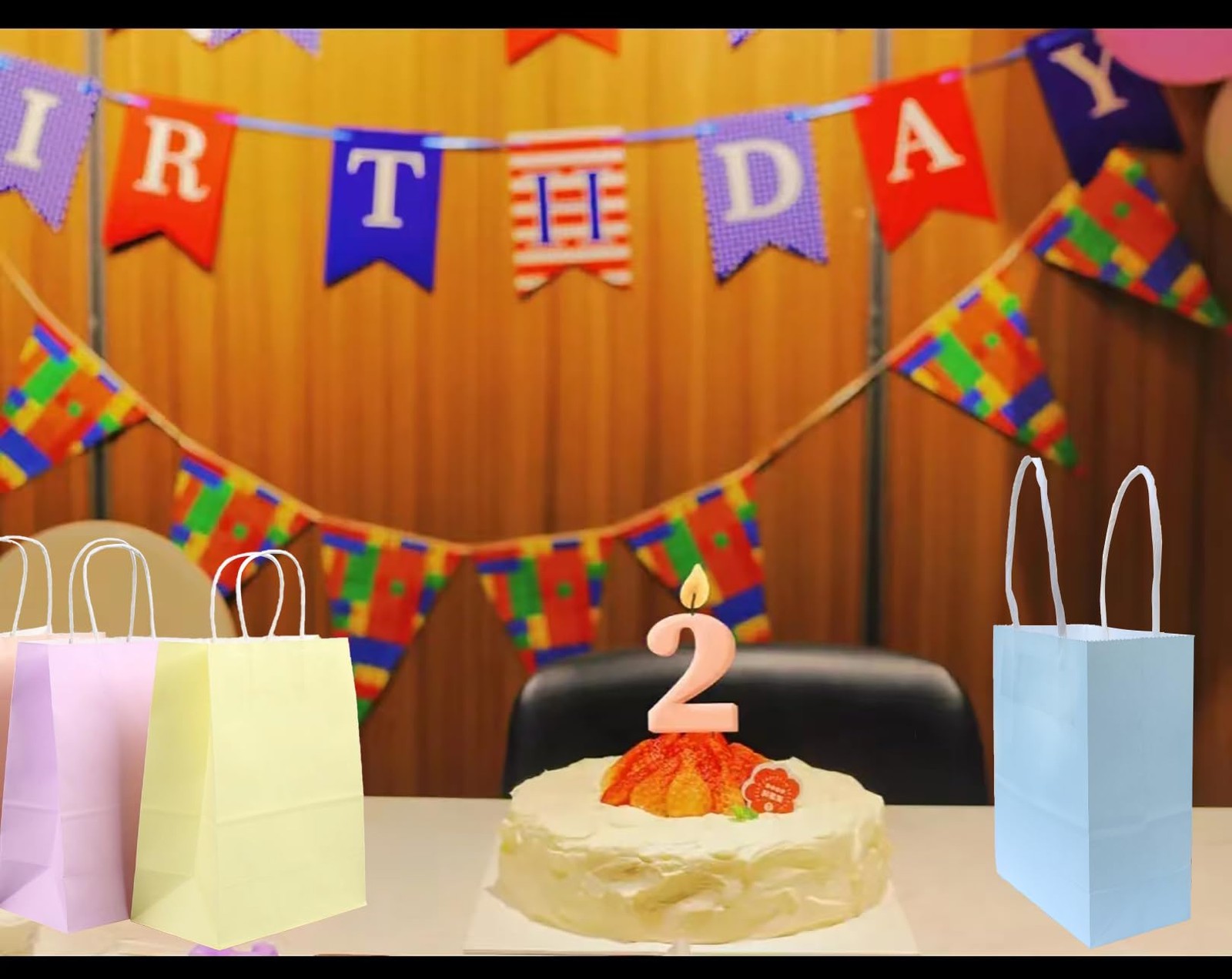 24Pcs Party Gift Paper Bags Pastel Portable Candy Bags Birthday Multicolor Tr...