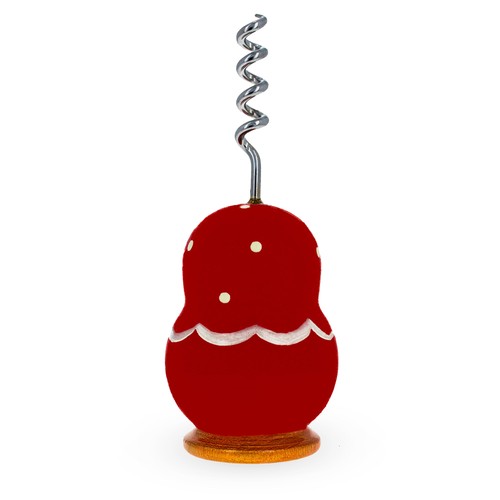 Red Wooden Corkscrew Wine Bottle Opener - Picture 2 of 2