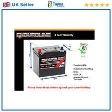 EFB Battery fits SUBARU OUTBACK BS9 2.5 2015 on Stop Start 005R EFB 520A 60Ah