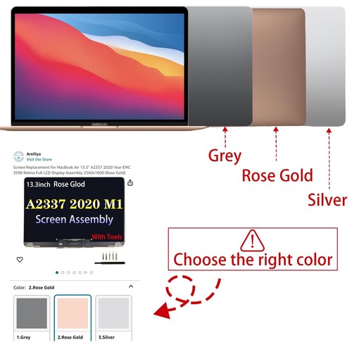 Areiliya Screen Replacement for MacBook Air 13.3" A2337 2020 Year EMC 3598 Re... - Photo 2/7