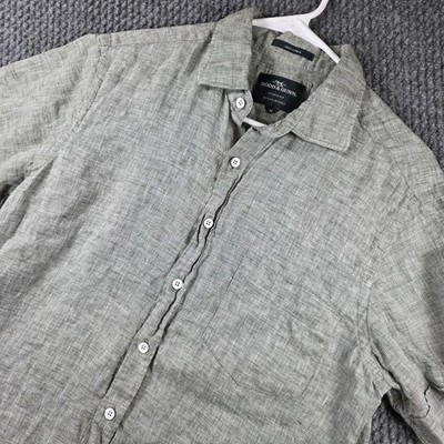 Rodd & Gunn 100% Italian Linen Shirt Mens M Gray Sports Fit Short Sleeve Summer