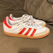 Adidas Samba White Red Gum Leather Soccer Sne...