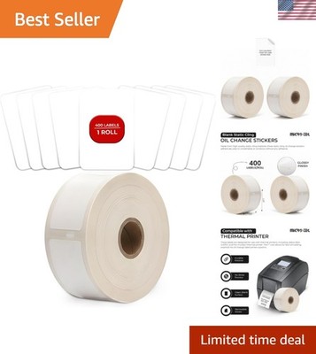 Static Cling Oil Change Stickers 1.4'' x 2.15'' - 400 Labels/Roll, Roll 1 | Win...