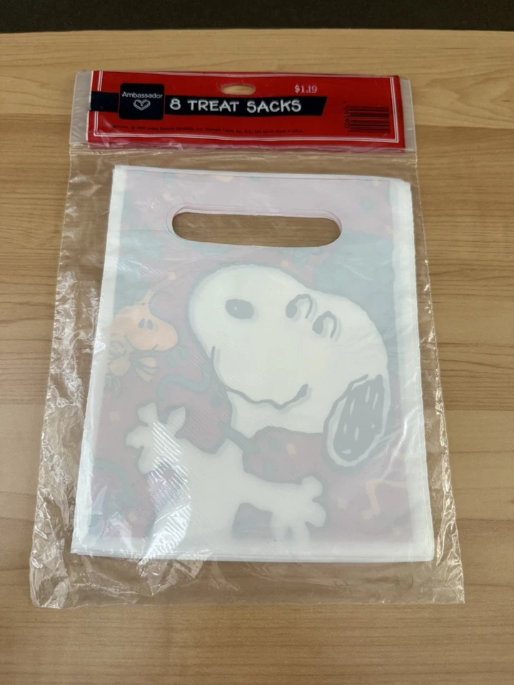 Bolsas de botín de fiesta embajador vintage Snoopy Woodstock con sello de cacahuetes sacos Foto 2 de 4