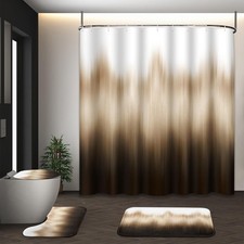 Bathroom Sets with Shower Curtain and Rugs, 4 Pcs, Ombre Gradient