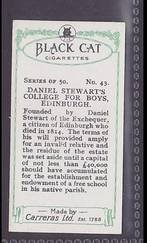 EDINBURGH, DANIEL STEWART'S COLLEGE FOR BOYS - 90 + year old UK Card # 43 - Picture 2 of 2
