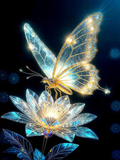 Diamond Art Kits for Adults, 5D Light and Butterfly DIY Diamond Painting Crafts