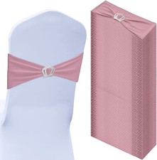 50 Pcs Stretch Chair Sashes with Crown Chair Sashes with Buckle Slider Wedding