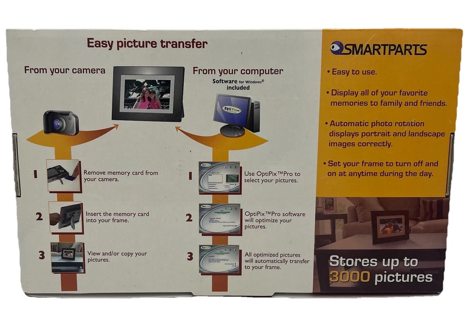 SMARTPARTS 7" Digital Picture Frame 128MB 3000 Pictures SD/MMC/MS Cards - Image 3 of 4