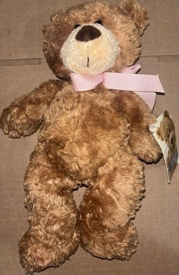 RARE NEW NWT CARTER'S CLASSICS BROWN TEDDY BEAR Plush Pink Ribbon US46
