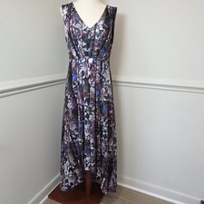 Simply Vera Vera Wang Petite PM Floral High Low Maxi Dress Pleated V Neck 
