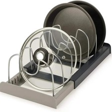 Organizador de Tapa de Olla Extensible Estante Ajustable para Sartenes Platos Gabinete Almacenamiento