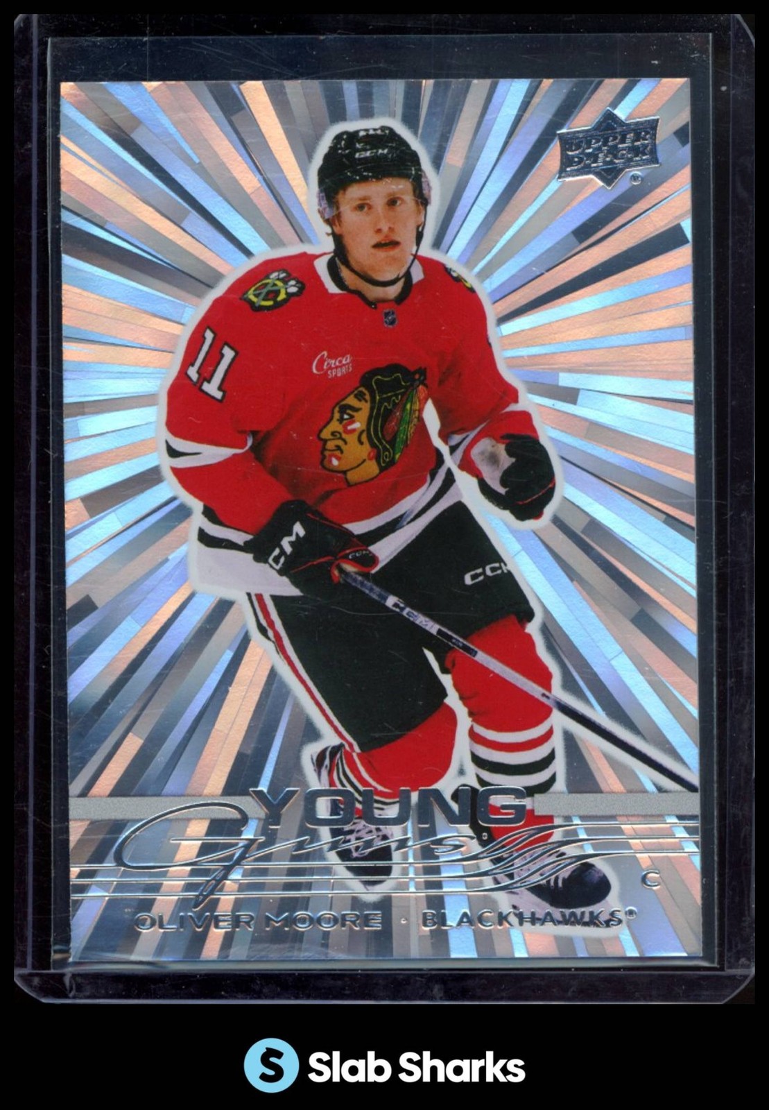 2025 UPPER DECK SERIES 1 #216 OLIVER MOORE OUTBURST SILVER YOUNG GUNS RC ROOKIE