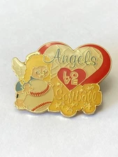 Vintage Angels Love Softball Acrylic Pin Winged Baby Angel Holding Ball Hearts