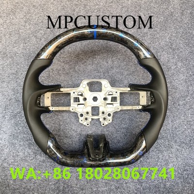 Blue Stripe Forged Carbon Fiber Steering Wheel Fit For Ford Mustang GT 2018-2023