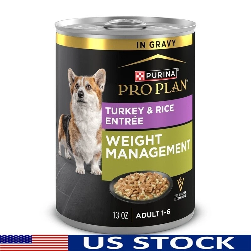 13oz Weight Management Wet Dog Food Turkey Rice Entree High Protein 12 Cans New
