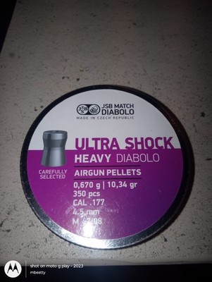JSB MATCH DIABOLO ULTRA SHOCK HEAVY .177CAL PELLETS 350 EA 19.34gr HOLLOW POINT