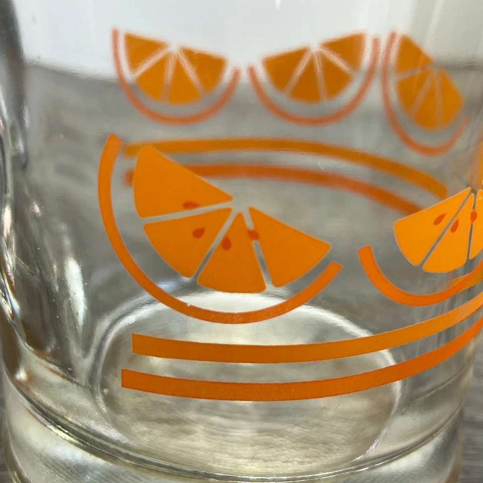 复古 20 世纪 50 年代 Caisa 橙色切片玻璃水罐 8.5 英寸复古厨房果汁饮料 — 第 4/4 张图片