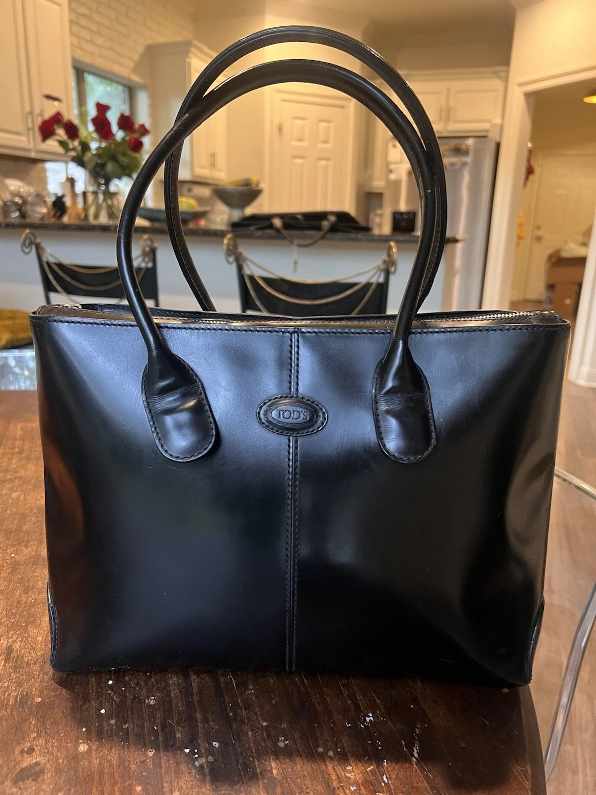 TOD'S TODS TOD’S Borsa a D Vintage in Pelle Nera Borsa Principessa Di