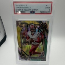 2024 Panini Select Jayden Daniels #217 Green & Yellow Shock Prizm PSA 9 Rookie