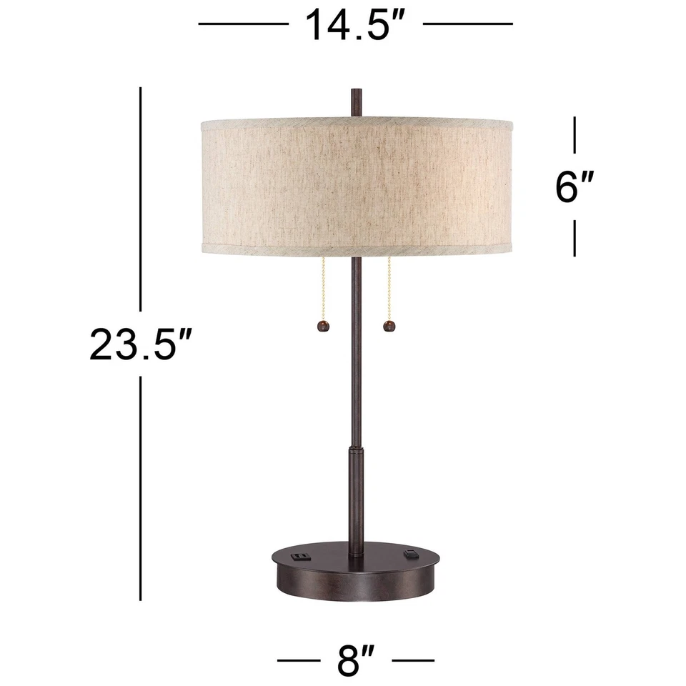 Modern Table Lamp with USB Transitional Bronze Slim for Living Room Desk Bedroom - Image 4 of 4