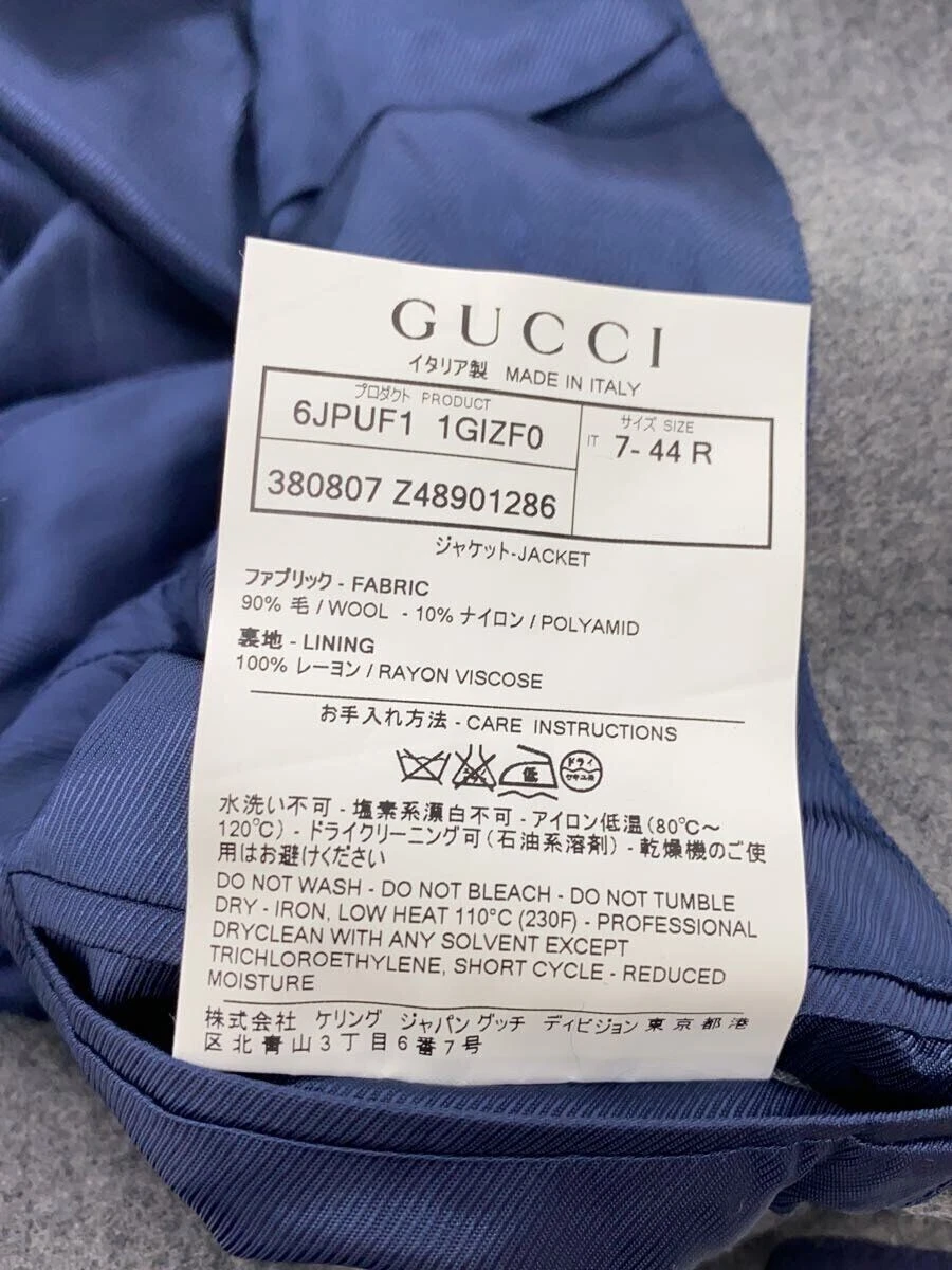 GUCCI giacca sartoriale 2B lana tasca ricamo 44 Grigio 6JPUF1 1GIZF0
