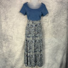 Vtg Y2k Jonathan Martin Womens Denim babydoll Top Dress Sz 11/12 Phoebe Buffay