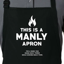 This Is A Manly Apron Husband BBQ Dad Gift Grill Cooking Bib Grilling Chef Apron