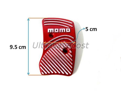 Momo Style Red Silver Aluminum Non Slip Gas Brake Pedal Pad Manual Car 3 PCS - Picture 4 of 10