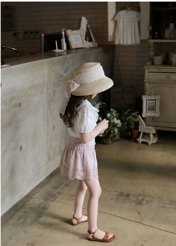 T-shirt bambina estiva nuova maglia orlo loto cotone top bambina - Foto 9 di 12