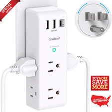 Surge Protector Outlet Extender w/Rotating Plug Outlet Splitter for Home, Office