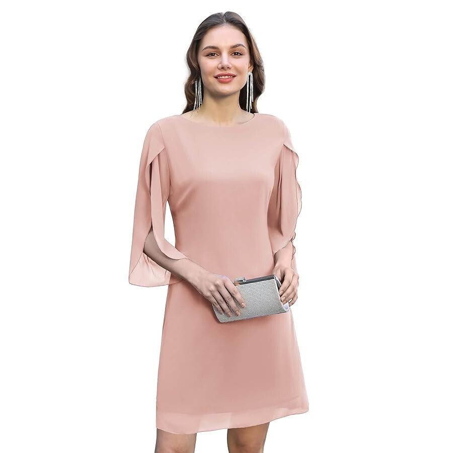 fitted lace wedding dress Summer Fashion Women's Loose Chiffon Short Sleeve Dress Casual Blouse