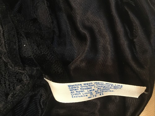 Vintage Black Satin Lace Nylon Chantilly High Cut Leg Panties L Union Made - Picture 5 of 9