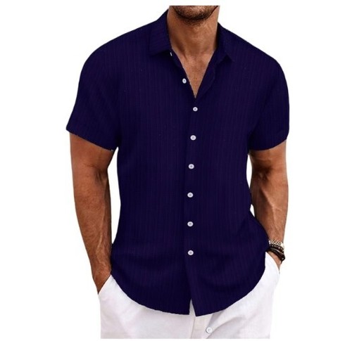 Mens Cotton Linen Shirt Summer Short Sleeve Casual Loose Button Down Tops Blouse - Bild 30 von 32