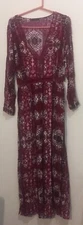 FTF Fashion to Figure Women’s Dark Red Long Sleeve Maxi Dress  One Split Size 0