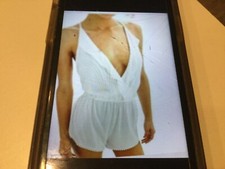 New with Tags Topshop White Cotton Ruffle Strappy Playsuit Romper Size Medium 