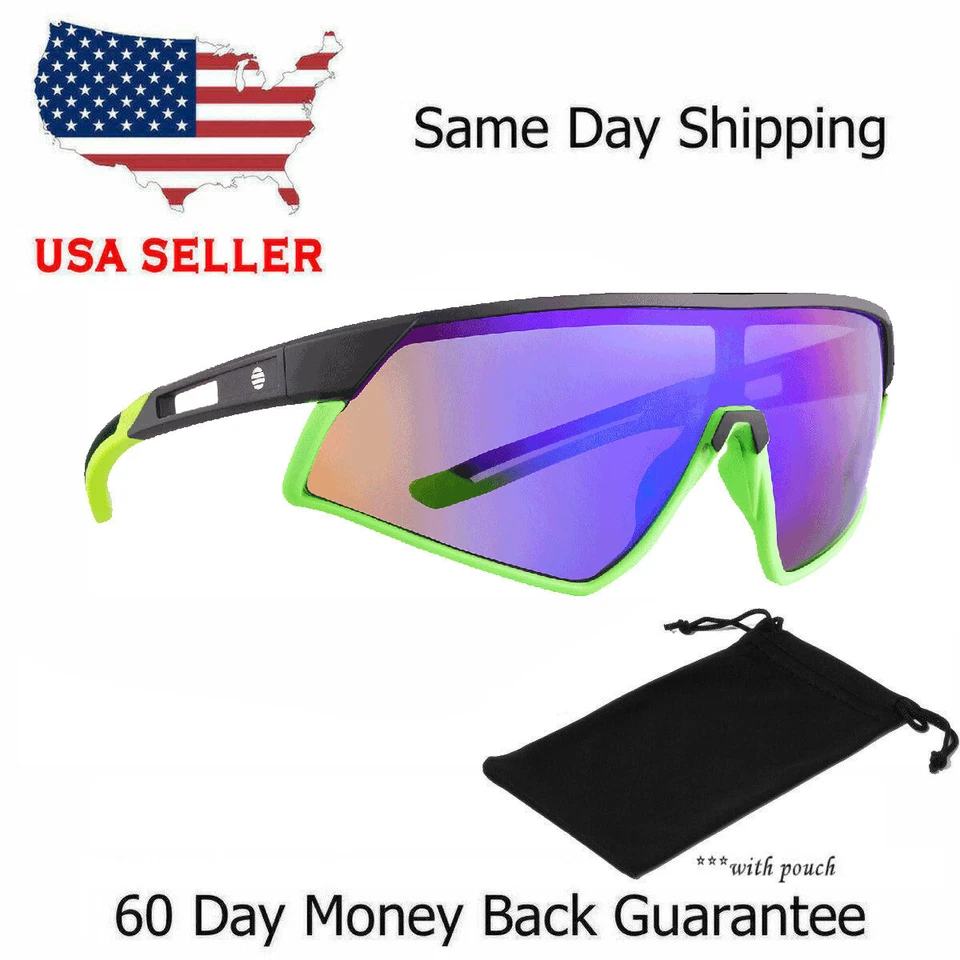 Oversized One Piece Lens Sports Shield Baseball Cycling Sunglasses Mirror - Image 2 of 4