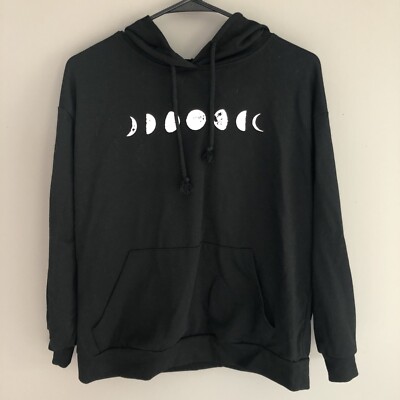 Shein women's size extra small Black knit hoodie xs Moon Phases